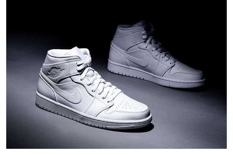 nike/耐克 air jordan 1 mid aj1 男款 经典 简约 纯白 休闲 运动 中