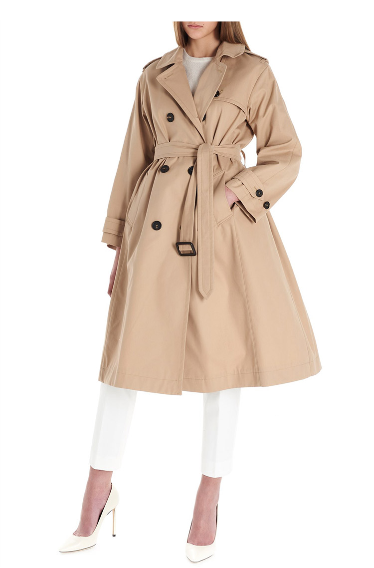 max mara/麦丝玛拉 女士100%棉腰带式大衣外套 90210407600-002