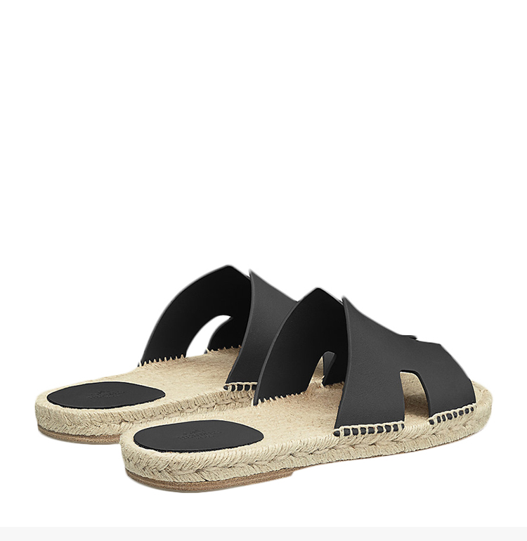 hermes/爱马仕 男士antigua小牛皮时尚草编鞋底穆勒鞋凉鞋拖鞋男鞋