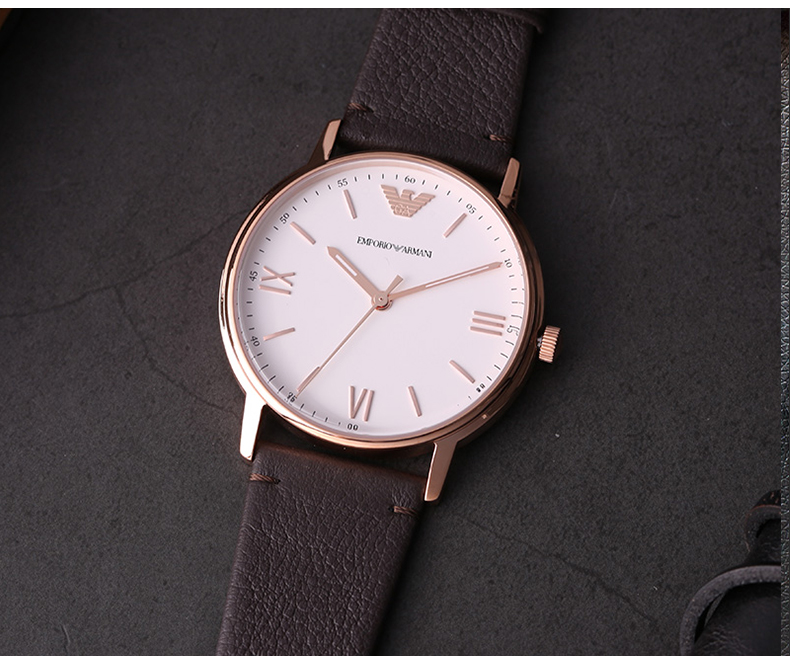 emporio armani/安普里奥阿玛尼手表 皮质表带休闲商务 防水石英男士