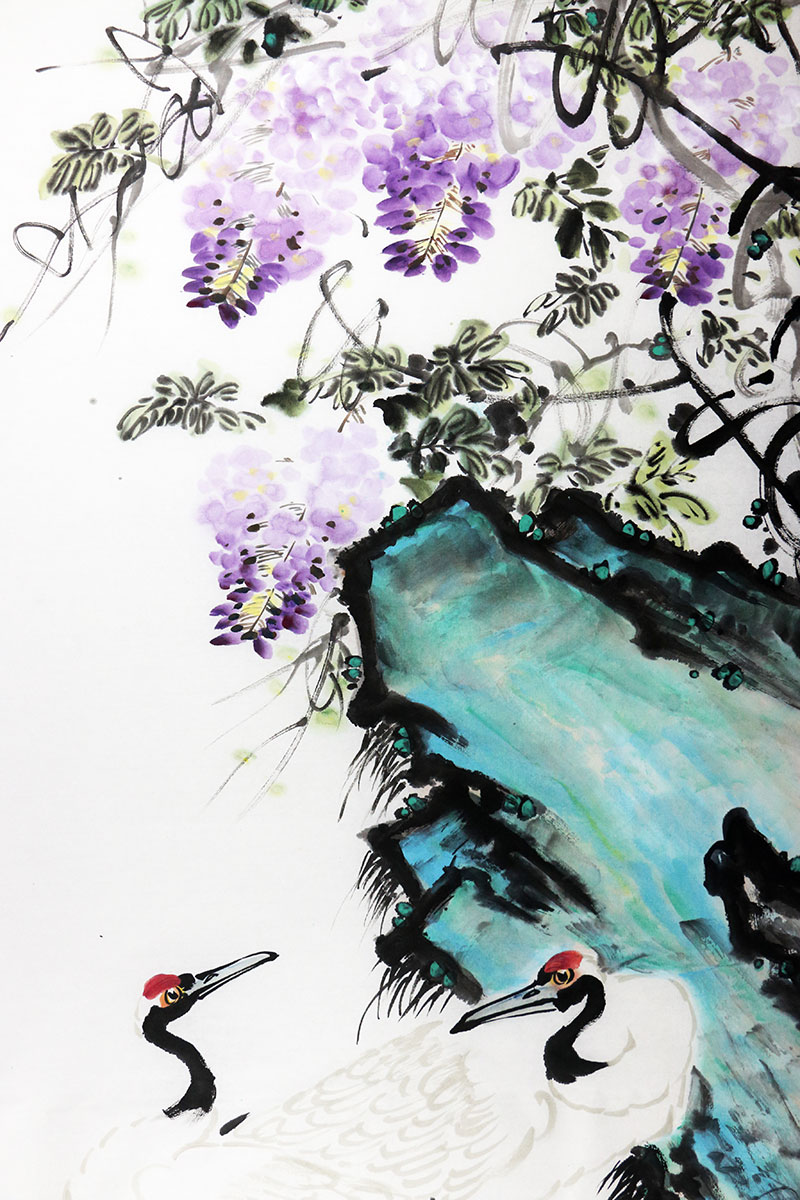 秒杀/中国美术家协会会员詹黎明国画花鸟《紫气东来》/138x69cm/传统
