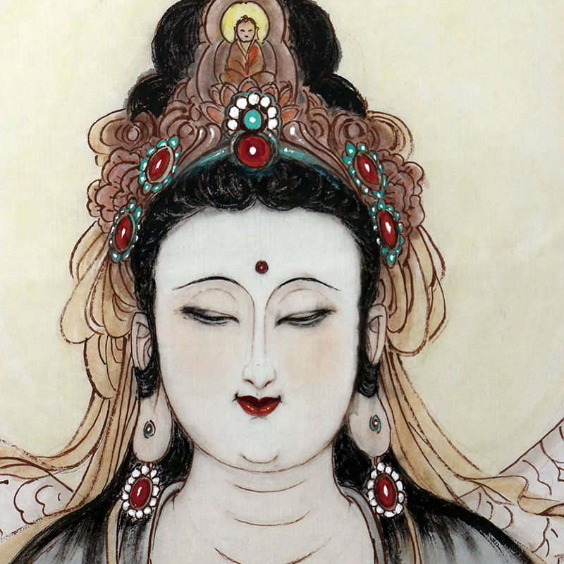 赵胜东国画水墨《南无观世音菩萨》/68x136cm/传统水墨