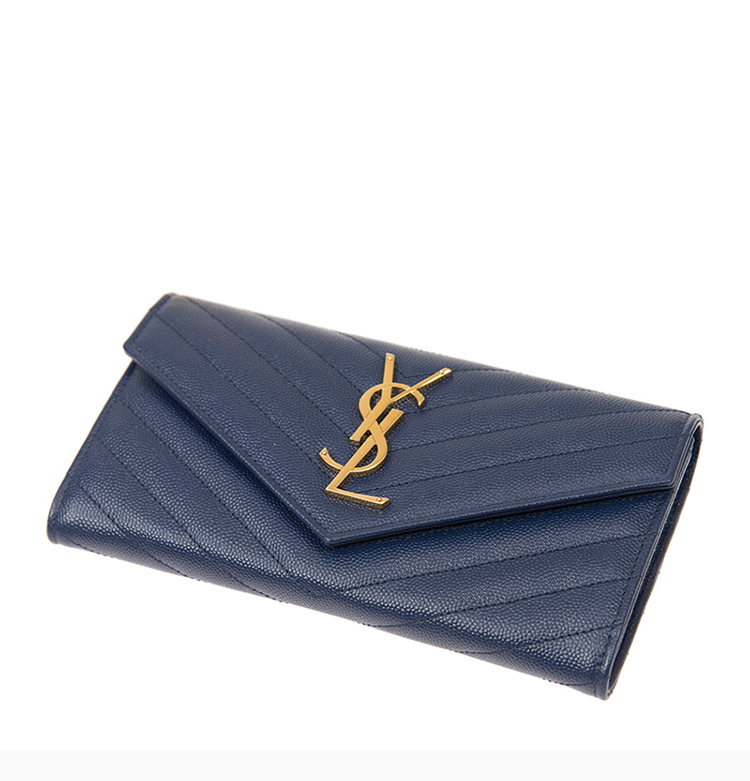 saint laurent paris/圣罗兰 女士牛皮金属logo装饰长款钱包钱夹手拿