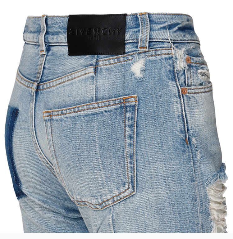 givenchy/纪梵希 女装 服装 棉破洞做旧直筒裤 女士牛仔裤