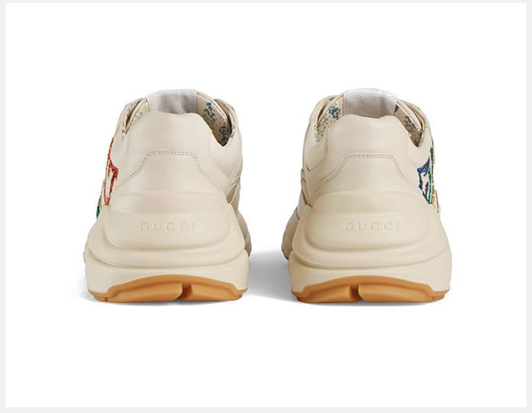 gucci/古驰 女士白色皮革时尚品牌字母印花休闲运动鞋老爹鞋女鞋