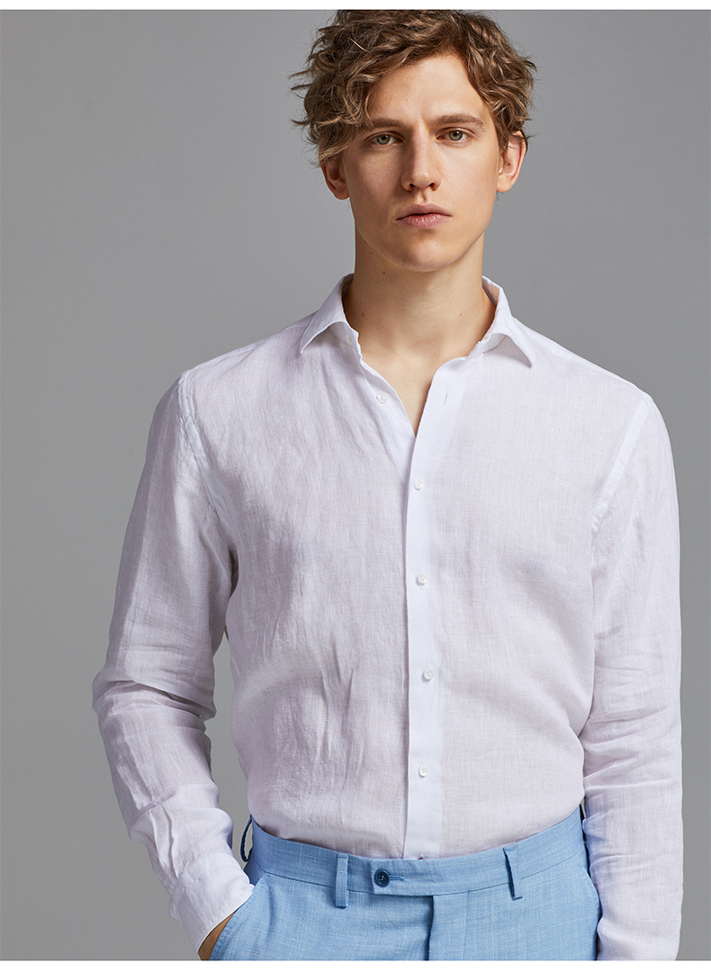 意大利制造进口 monti亚麻休闲衬衣 春夏秋薄款男士长袖衬衫