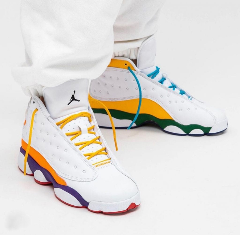 nike/耐克 air jordan 13 gs 女款 aj13 鸳鸯 橙黄 撞色篮球鞋 cv0785