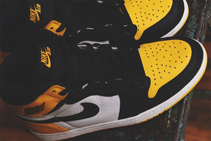 nike/耐克 air jordan mid 男款 aj1皮卡丘 新欢 黑黄脚趾休闲运动鞋