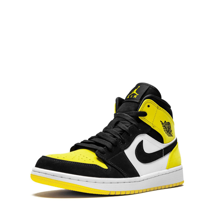 nike/耐克 air jordan mid 男款 aj1皮卡丘 新欢 黑黄脚趾休闲运动鞋