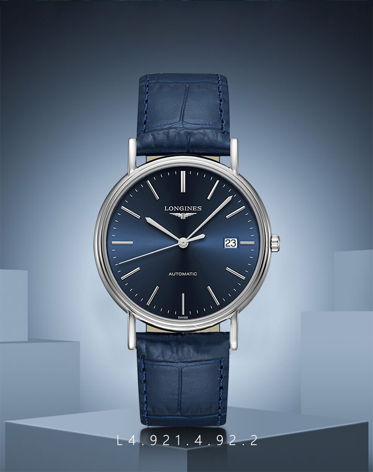 LONGINES/浪琴瑞士手表 瑰丽时尚系列自动机械男表 38.5mm蓝盘皮带 L4.921.4.92.2