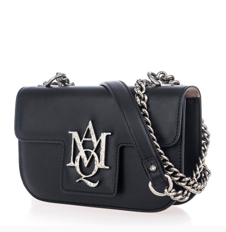alexander mcqueen 亚历山大·麦昆 女士黑色金属链条包斜挎包