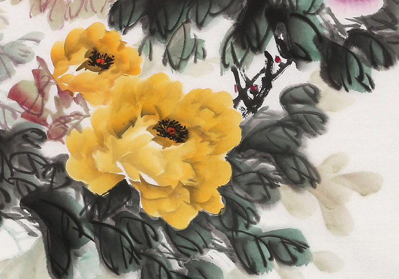 梁景欣 《花开富贵》 学院派画家 吉祥客厅牡丹图