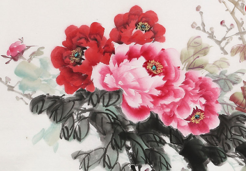 梁景欣 《花开富贵》 学院派画家 吉祥客厅牡丹图