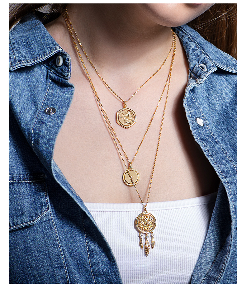 hefang jewelry/何方珠宝 许愿币项链 男女锁骨链情侣吊坠送女友礼物