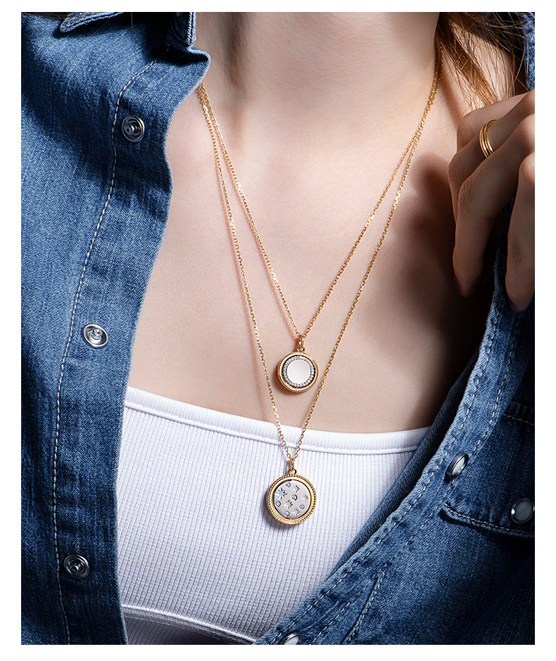 hefang jewelry/何方珠宝 许愿币项链 男女锁骨链情侣吊坠送女友礼物