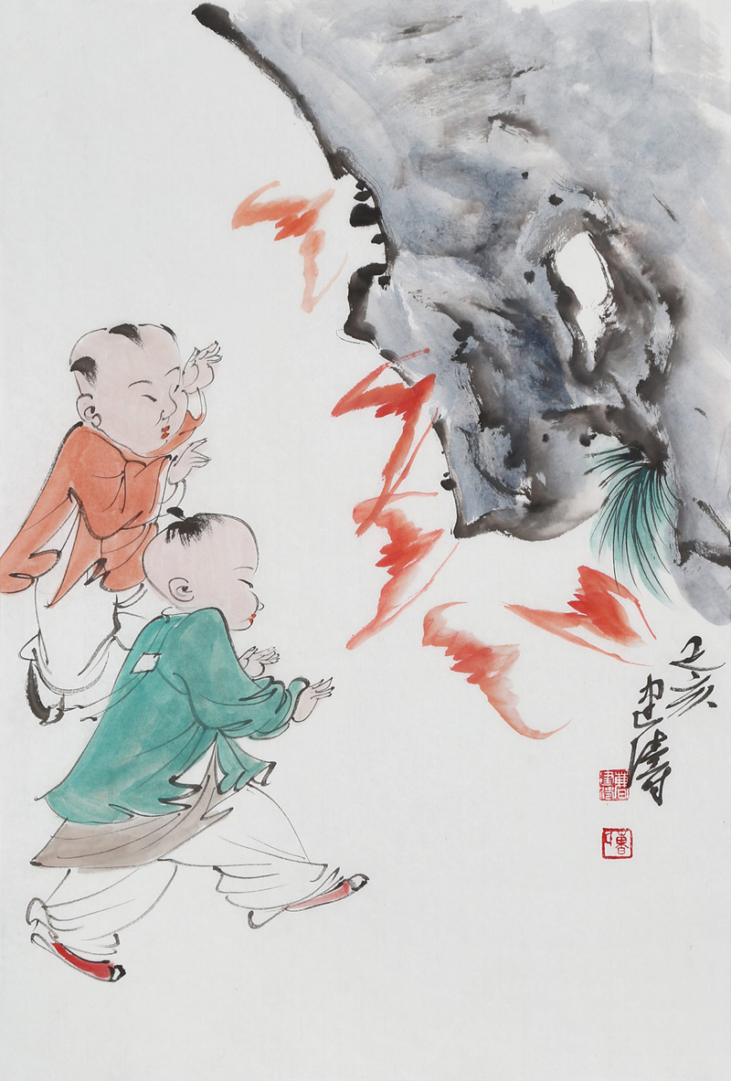 曹建涛 《福在眼前》 水墨人物画家 客厅玄关书房茶室吉祥字画