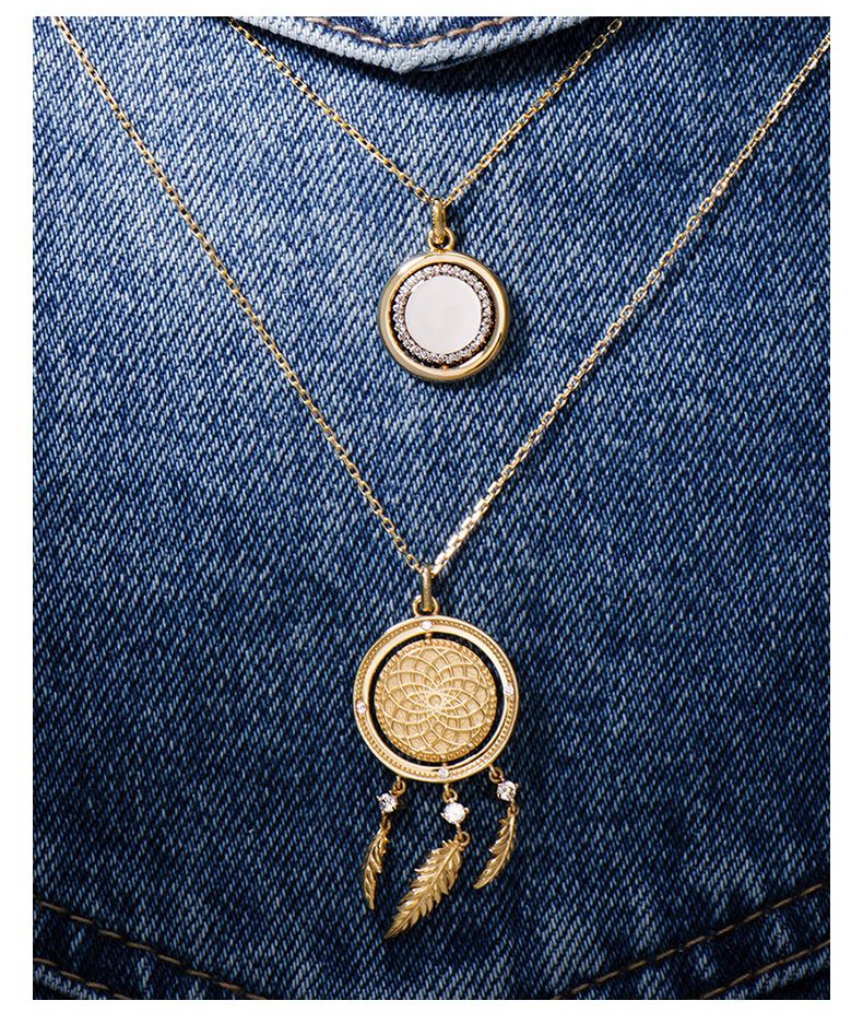 hefang jewelry/何方珠宝 许愿币项链 男女锁骨链情侣吊坠送女友礼物