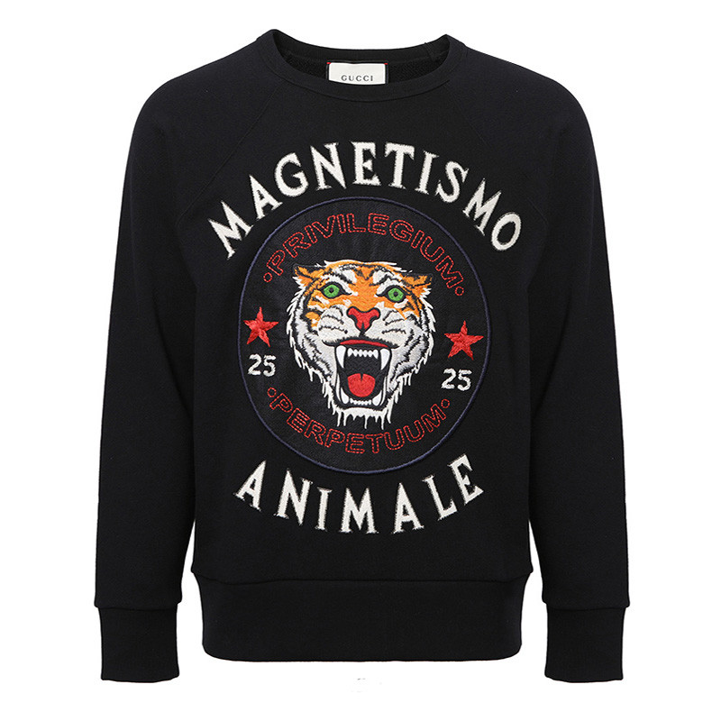 【20秋冬】gucci/古驰 古琦男装 虎头 字母 男士黑色圆领长袖秋冬卫衣