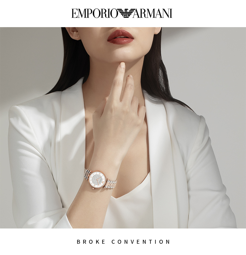 Emporio Armani/安普里奥阿玛尼 【买赠MAC口红+礼盒】阿玛尼手表女士满天星石英手表