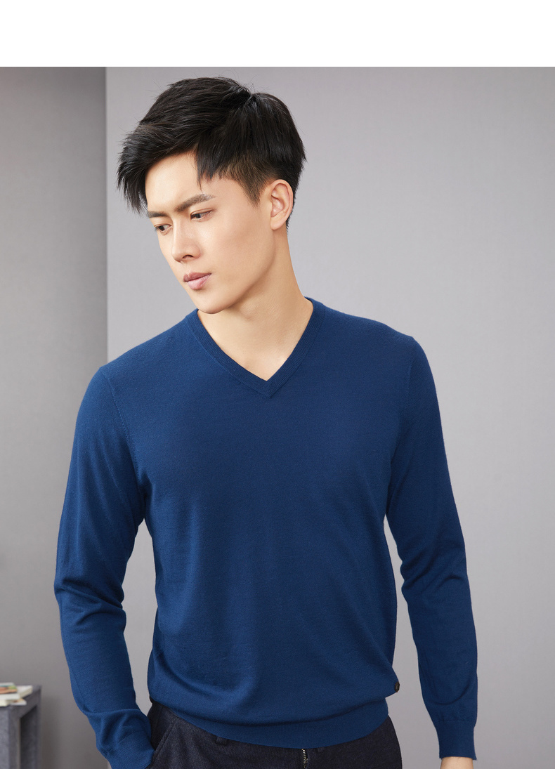 erdos/鄂尔多斯 男装 v领 轻薄 休闲百搭 精纺羊绒衫 男士针织衫/毛衣