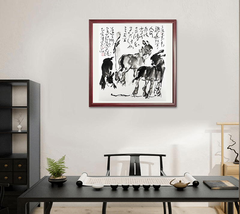 特价/中国美协理事/新汉画创始人王阔海《毛驴图》68x68cm/传统水墨