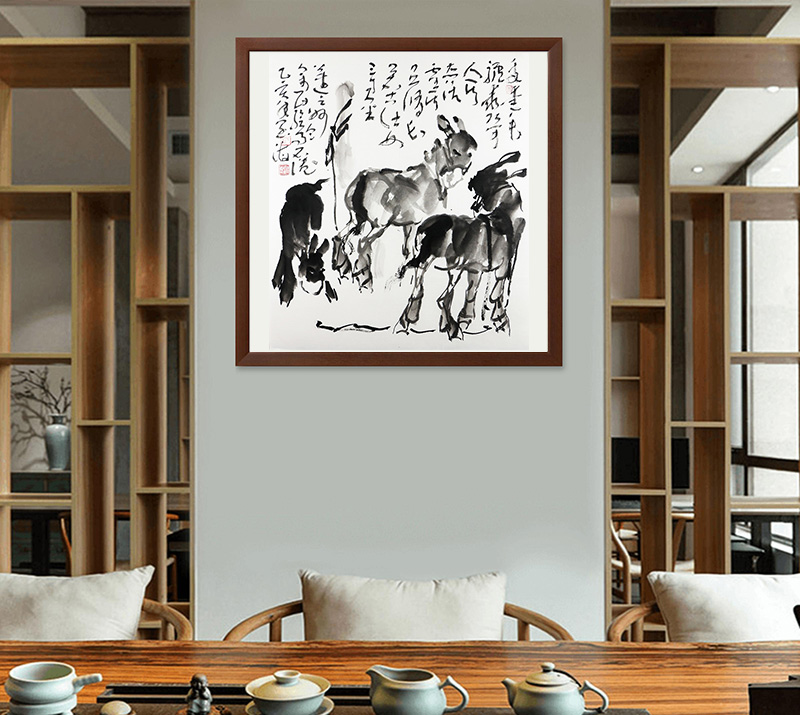 特价/中国美协理事/新汉画创始人王阔海《毛驴图》68x68cm/传统水墨