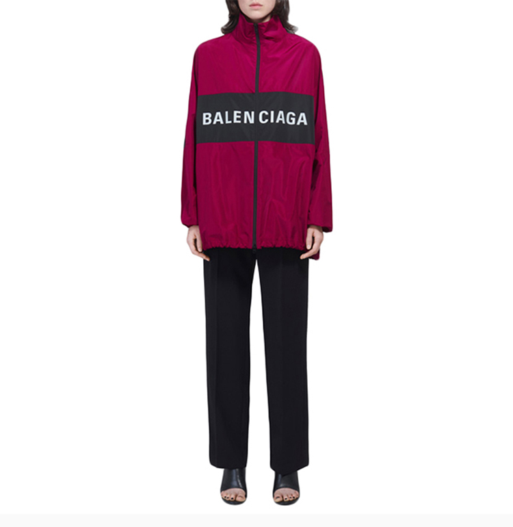balenciaga 巴黎世家 20秋冬 女装 服装 深粉红色字母logo拉链抽绳