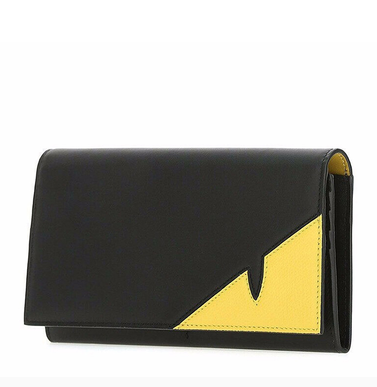 【包税】fendi 芬迪 男士黑色小牛皮小怪兽长款钱包