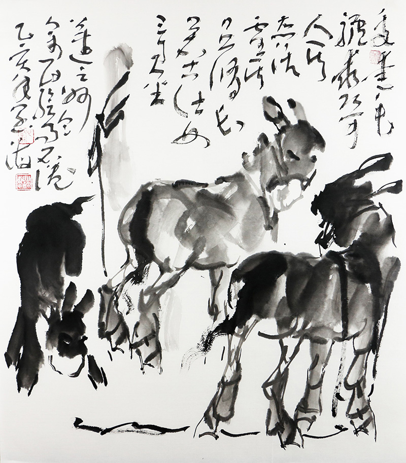 特价/中国美协理事/新汉画创始人王阔海《毛驴图》68x68cm/传统水墨