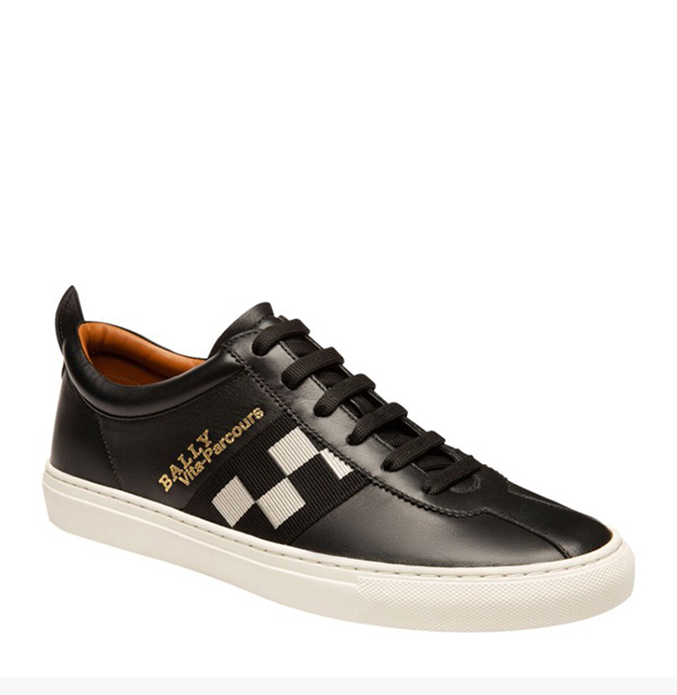 bally/巴利【20秋冬新款】男士拼色皮革logo标识棋盘图案系带复古休闲
