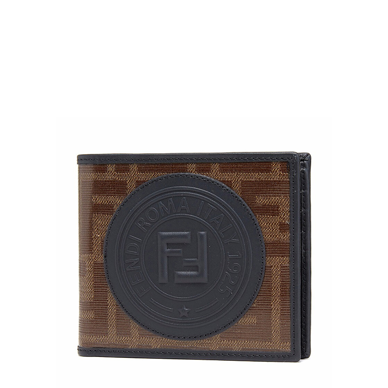 fendi/芬迪  男女同款双f圆形徽标ff印花棕色钱包 7m0169-a5k4-f17pz