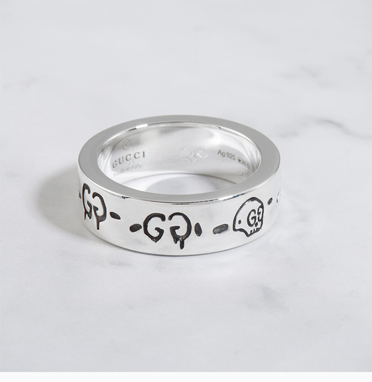 gucci 古驰 幽灵 银色双g戒指指环对戒 ybc4773390010