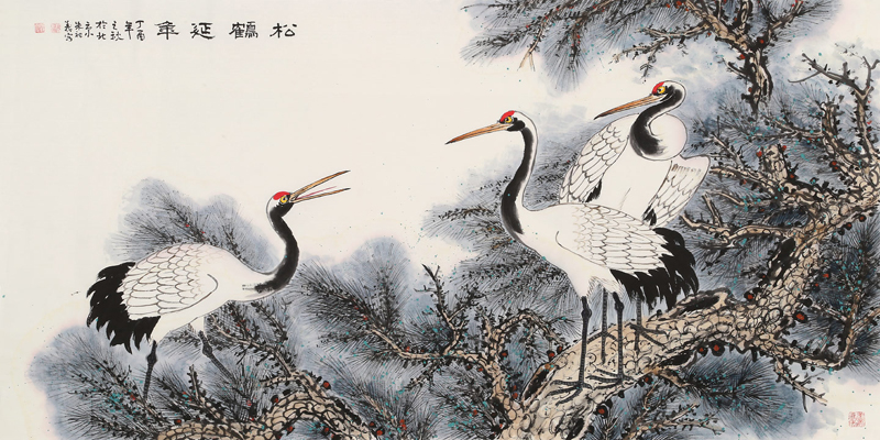 朱祖义 《松鹤延年》 中国老子书画院副院长 祝寿送礼字画