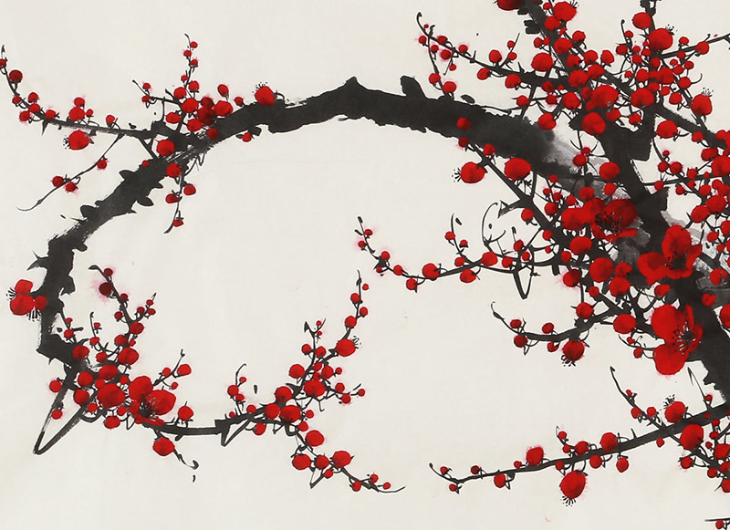 何华贤 《红梅报春》 颍淮书画名家 客厅办公室装饰字画梅花图