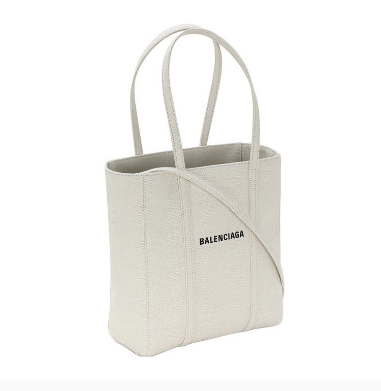 balenciaga/巴黎世家 女士白色帆布logo印花单肩斜挎包手提包