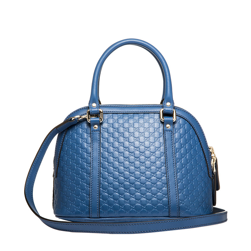 gucci/古驰 女士深蓝色牛皮手提斜挎贝壳包 449654 bmj1g 4009