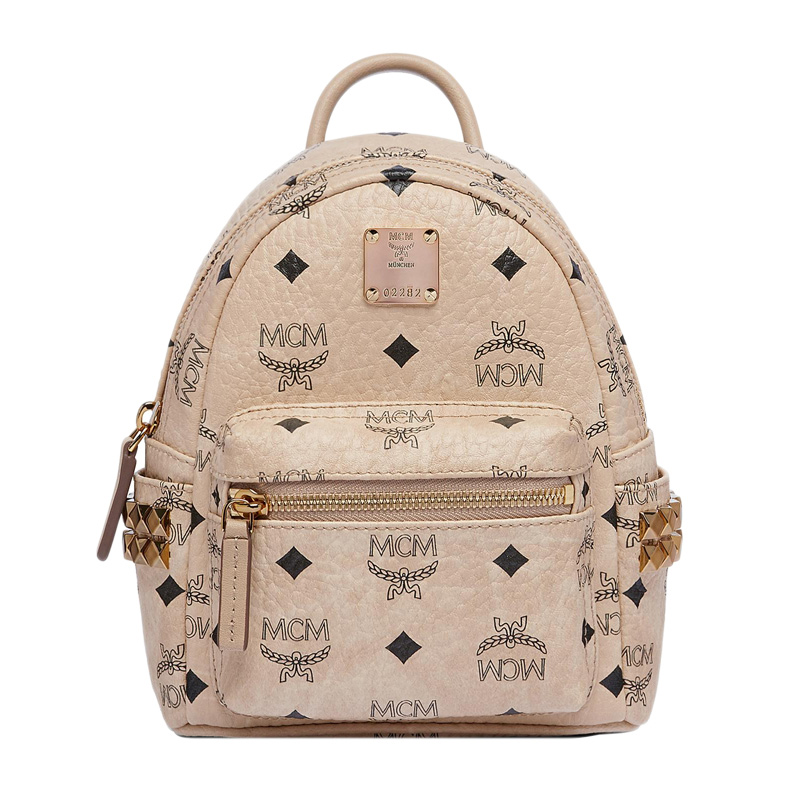 【包税包邮】mcm/mcm 女士米白色pvc双肩包 mmk6ave92-ig001