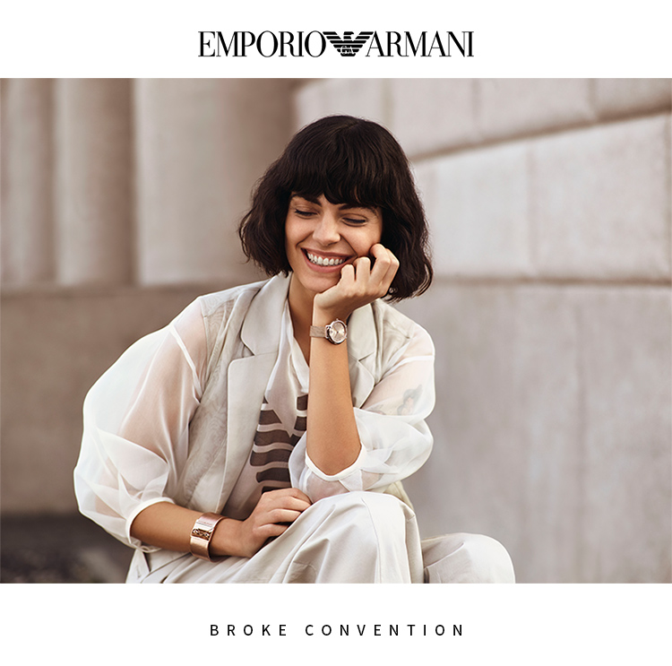 Emporio Armani/安普里奥阿玛尼 阿玛尼手表女士镶钻装饰表盘编织钢带石英手表 AR11129