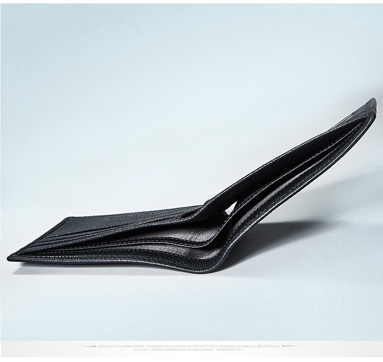 "赠品"liemoch/利马赫 黑色经典商务头层牛皮荔枝纹钱包男士短款钱夹