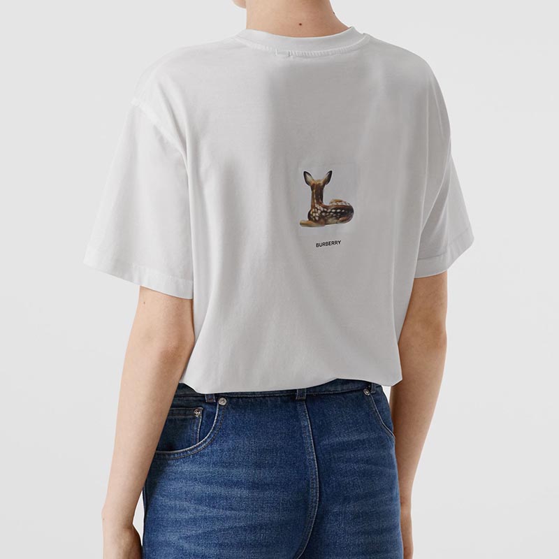 20春夏 burberry/博柏利 白色 小鹿 棉质女士短袖t恤 8024653