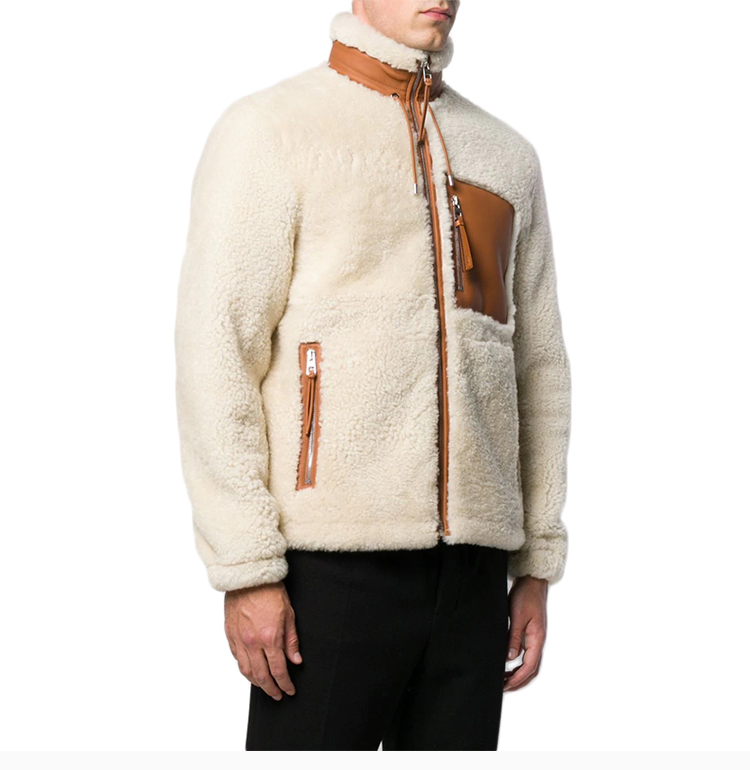 【包邮包税】loewe/罗意威 男装 服饰 白色皮毛一体复古 男士夹克外套
