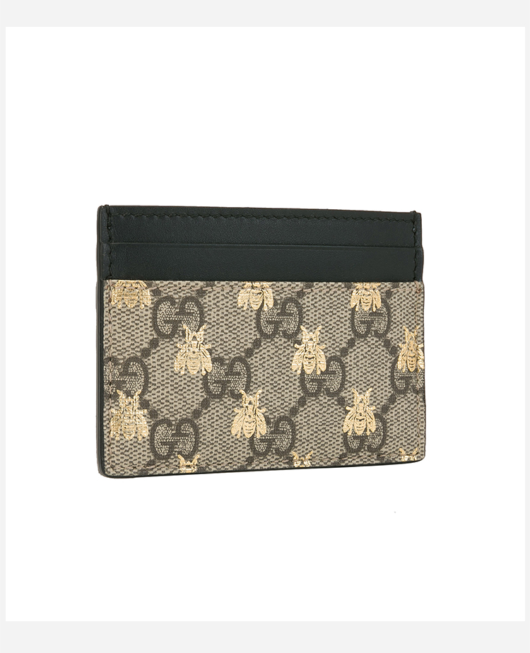 【20春夏新款】gucci/古驰 男女同款gg印花小蜜蜂卡夹牛皮卡包 233166