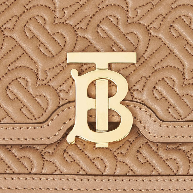 burberry/博柏利 女士tb图案米色单肩包斜挎包小包腰包胸包女包 羊皮