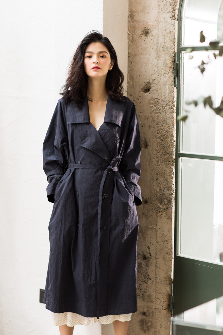 geleistory春夏新款oversize肌理皱感原创设计师个性韩范女士风衣