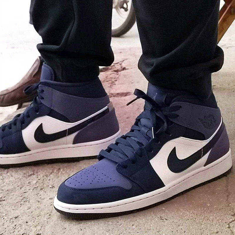 nike/耐克 air jordan 1 mid 男女同款 aj1 桑德紫 黑紫脚趾 情侣