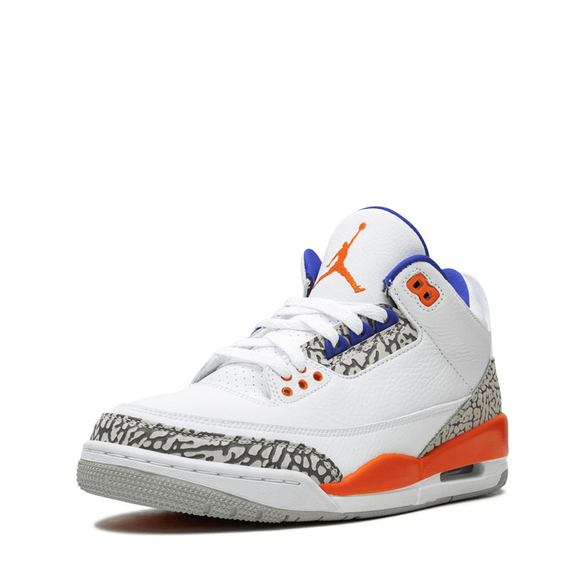 nike/耐克 air jordan 3 aj3 尼克斯 白橙蓝爆裂纹 篮球鞋136064-148