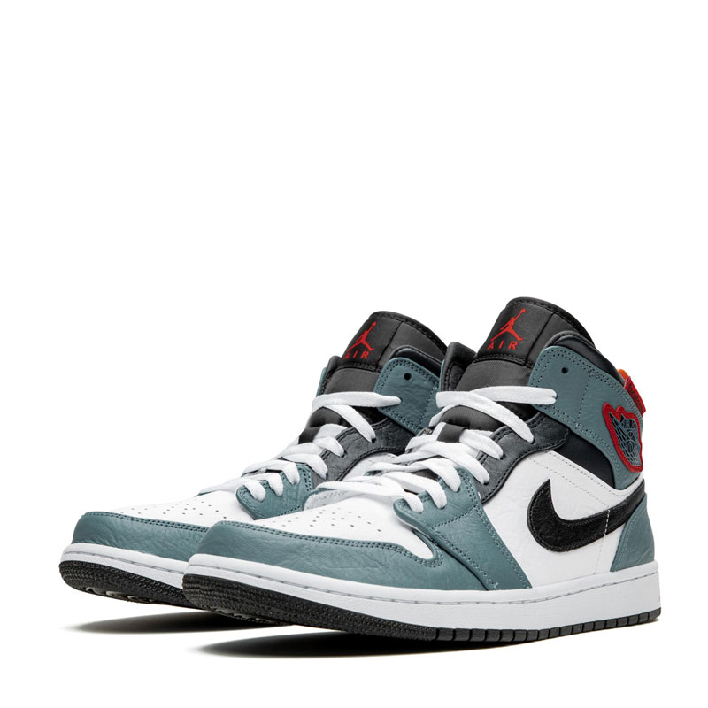 nike/耐克 air jordan 1 mid 男款 aj1 白黑蓝 中帮 篮球鞋 cu2802