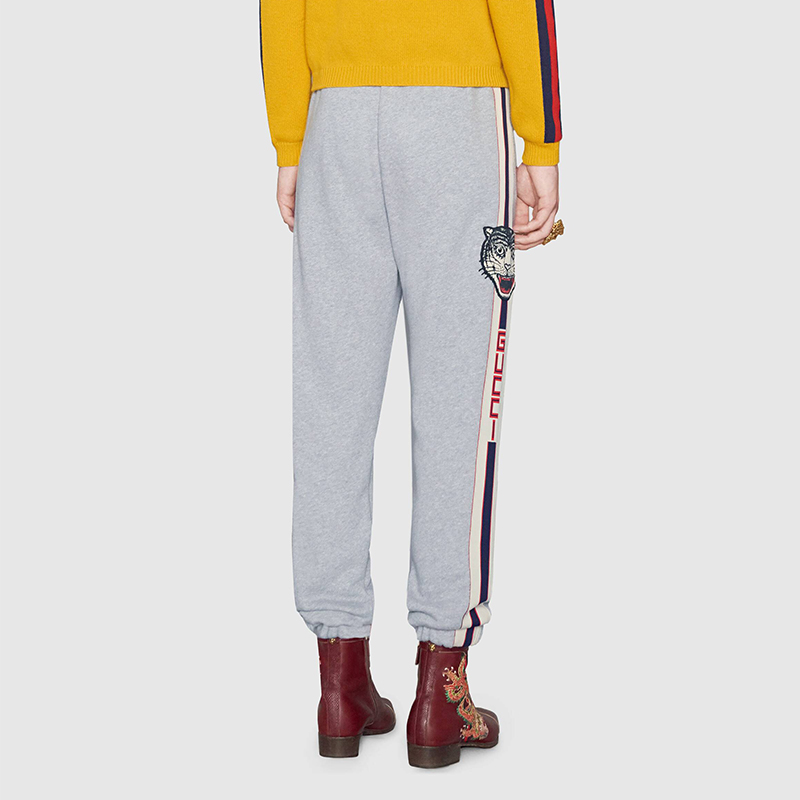 gucci 古驰 新款男女通用棉质条纹拼饰休闲运动卫裤 497252 x9i98