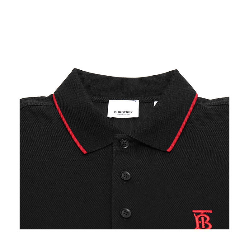 burberry/博柏利 巴宝莉新款polo衫 男士tb胸标黑色棉质短袖polo