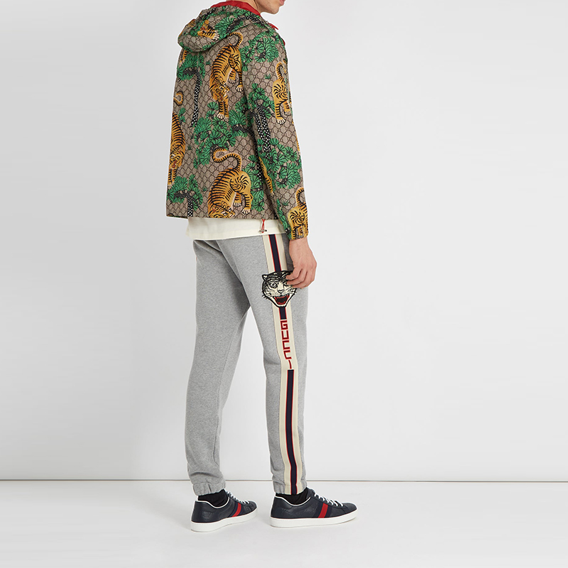 gucci 古驰 新款男女通用棉质条纹拼饰休闲运动卫裤 497252 x9i98